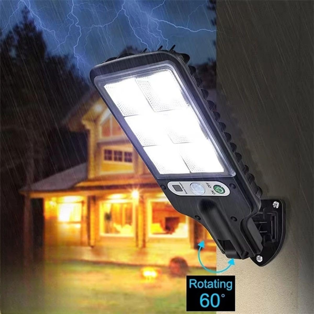 BUFFER Solar Duvar Lambası, 3 Işık Modlu, Güneş Enerjili, Hareket Sensörlü, Kumandalı, Dış Mekan LED Aydınlatma, 8.5x21.5cm