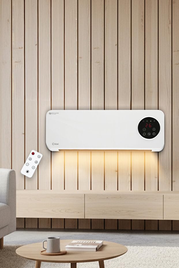 Duvar Tipi Fanlı Isıtıcı 2000W Seramik Dijital Kontrollü Uzaktan Kumandalı Isıtma Soğutma KHT-8490