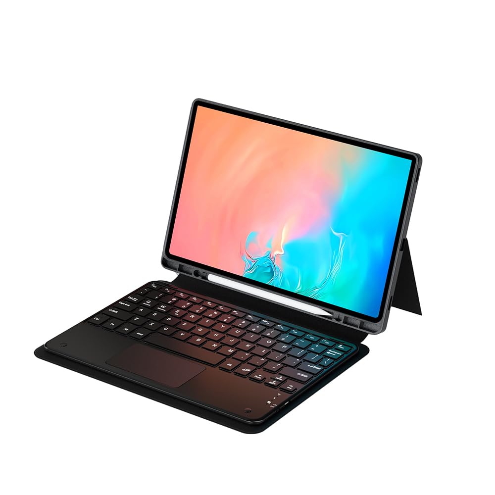 Samsung Galaxy Tab S11 Ultra Kılıf Klavyeli Kalem Bölmeli Bluetooth Bağlantılı Standlı Tablet Kılıf Siyah