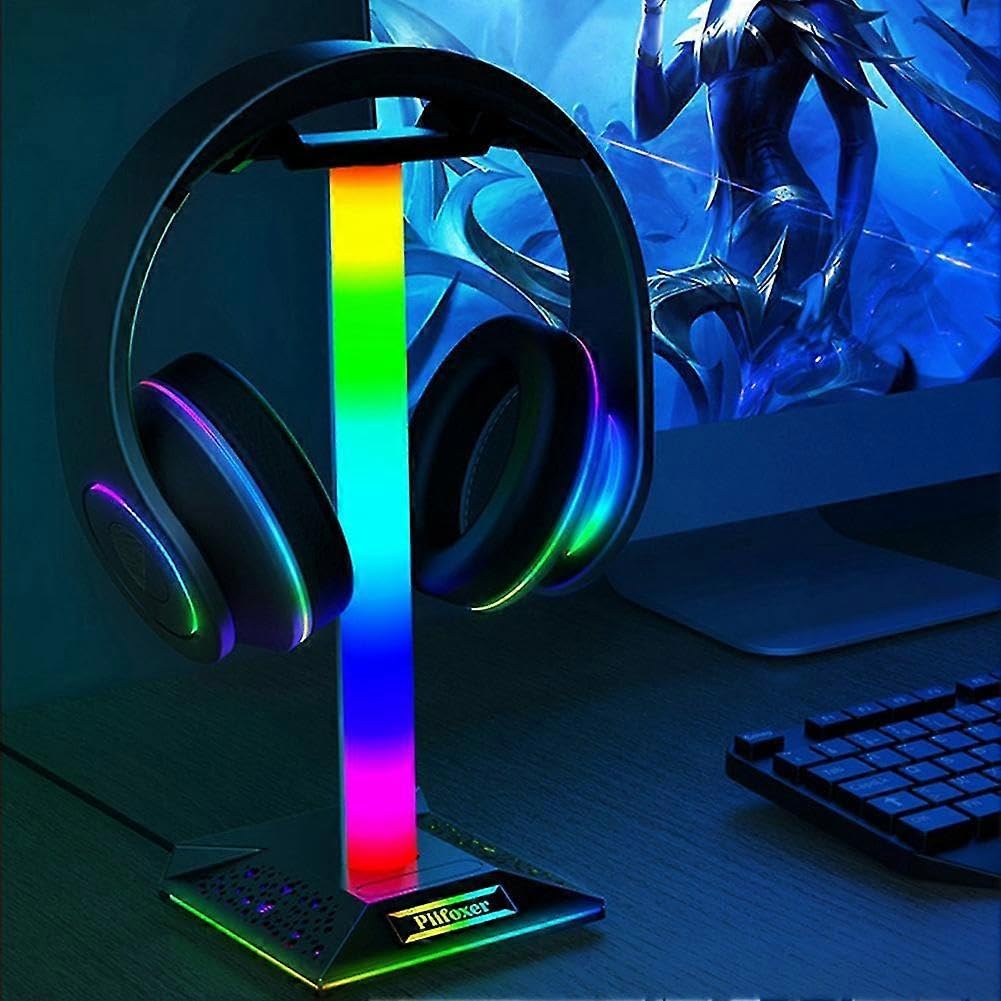 RGB Işıklı Kulaklık Standı, USB Hub Destekli, Dokunmatik Kontrol, Çift USB Port, Kaymaz Taban, Oyun ve Ofis Masası Aksesuarı