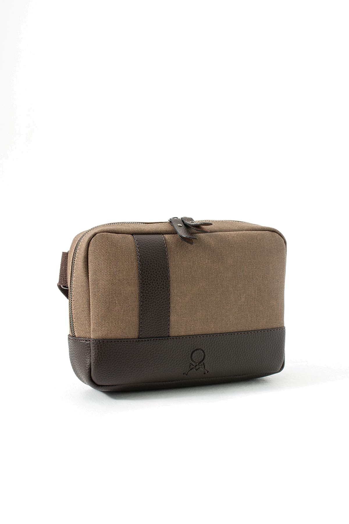 Kanvas Çapraz Çanta 26x18x6 cm, Suni Deri Detaylı, Fermuarlı, Tablet Bölmeli, Kalem Cepli, Ayarlanabilir Omuz Askılı Postacı Çantası (Vision-AcıKahve)