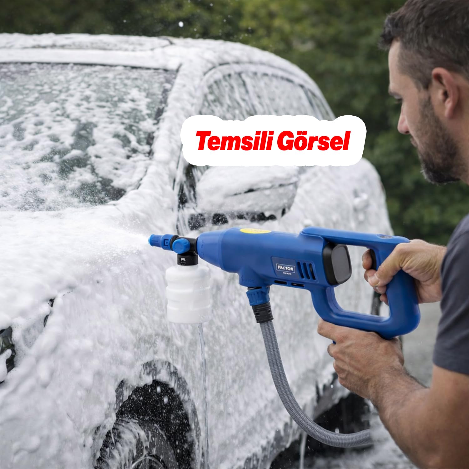 Şarjlı Taşınabilir 250 W 45 Bar Akülü Basınçlı Yıkama Tabancası Kompakt 21 Volt Akü Kömürlü Makine