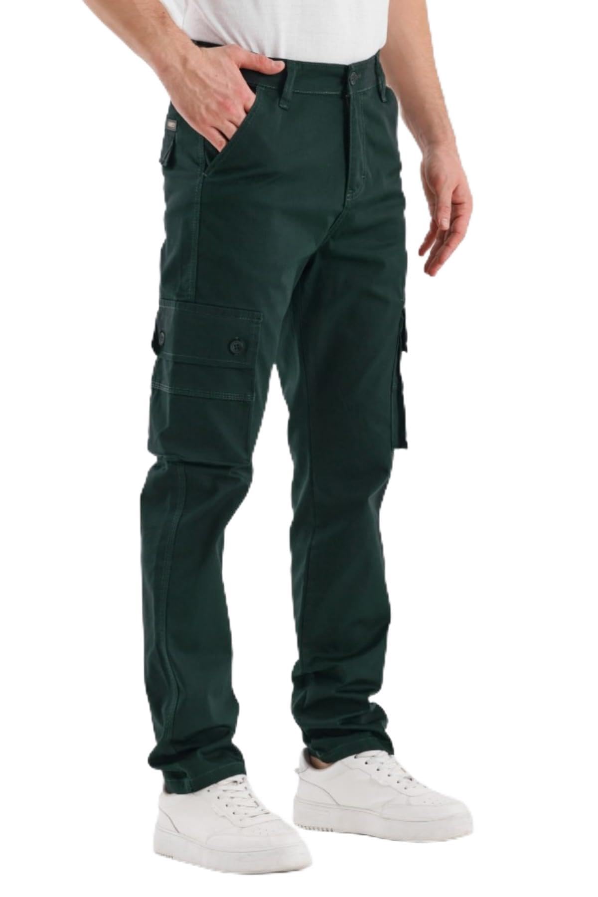 DeepSEA Erkek Rahat Kesim Gabardin Kargo Pantolon – Outdoor Stil Cepli Model Spor Pantolon 2505245
