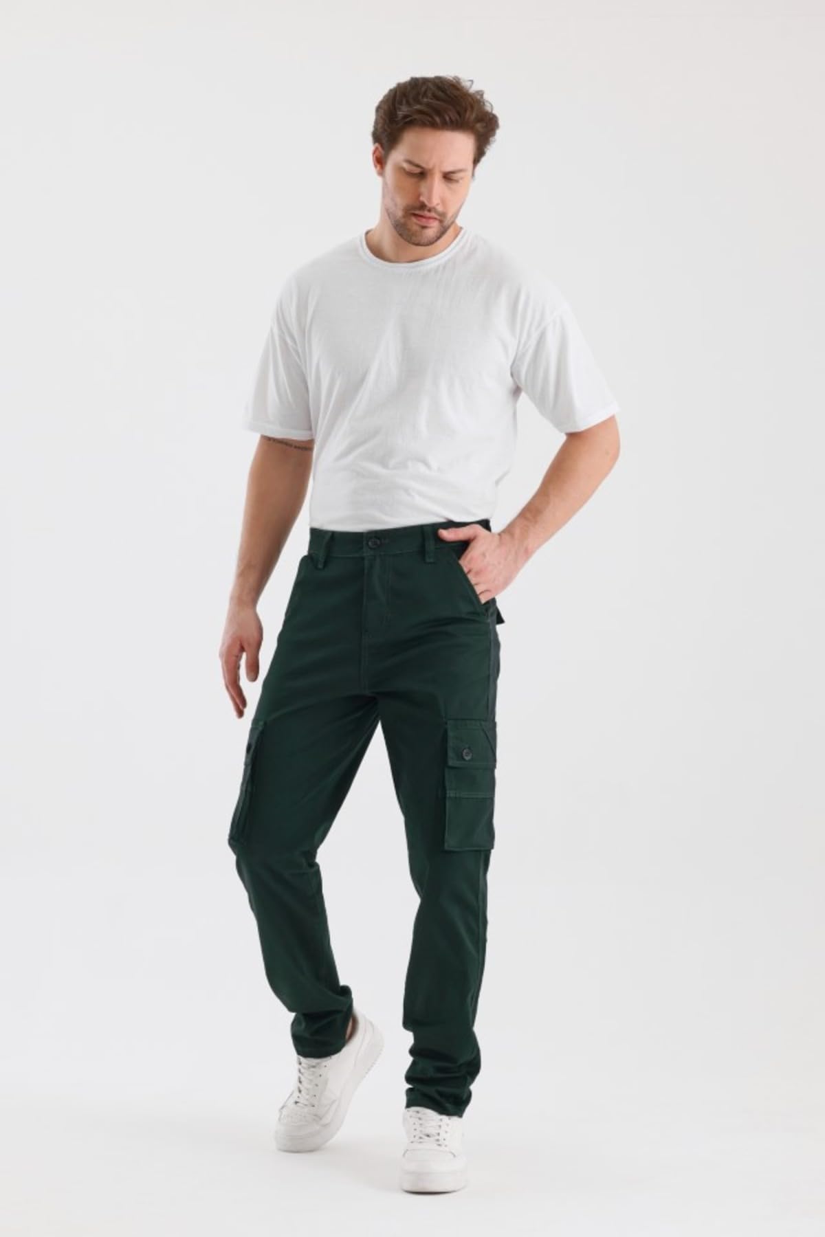 DeepSEA Erkek Rahat Kesim Gabardin Kargo Pantolon – Outdoor Stil Cepli Model Spor Pantolon 2505245