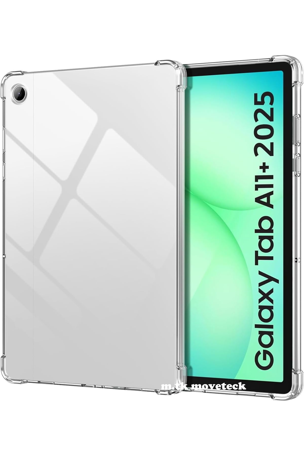 m.tk moveteck Samsung Galaxy Tab A11+ ile Uyumlu Tablet Kılıfı, Köşe Korumalı, Antishock Şeffaf Silikon, Beyaz