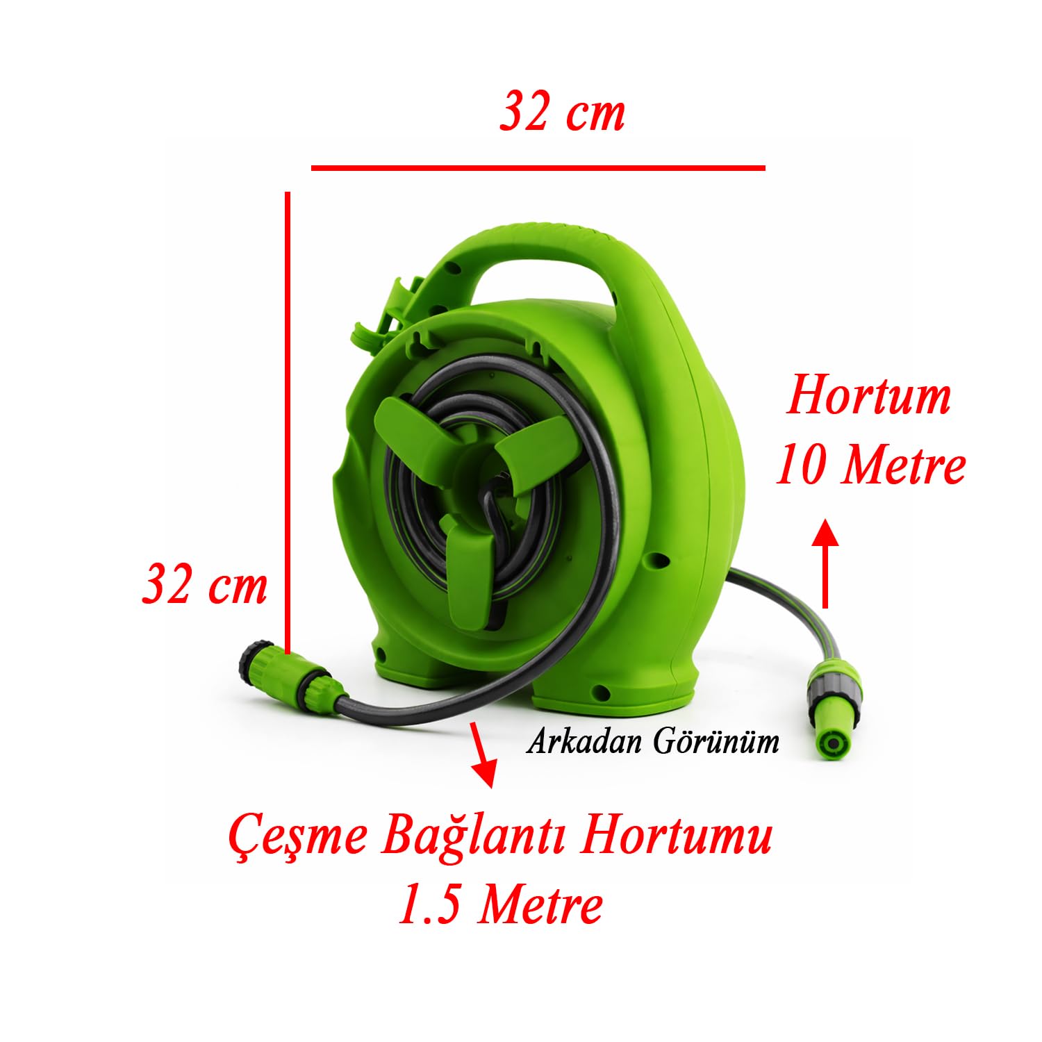 Taşınabilir Makaralı 10 Metre Mini Makaralı Hortum Seti Bahçe Su Hortumu 5/16" Sulama Araç Yıkama