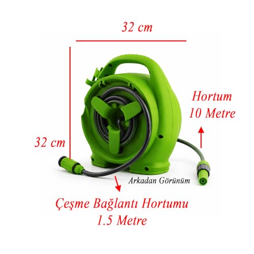 Taşınabilir Makaralı 10 Metre Mini Makaralı Hortum Seti Bahçe Su Hortumu 5/16" Sulama Araç Yıkama