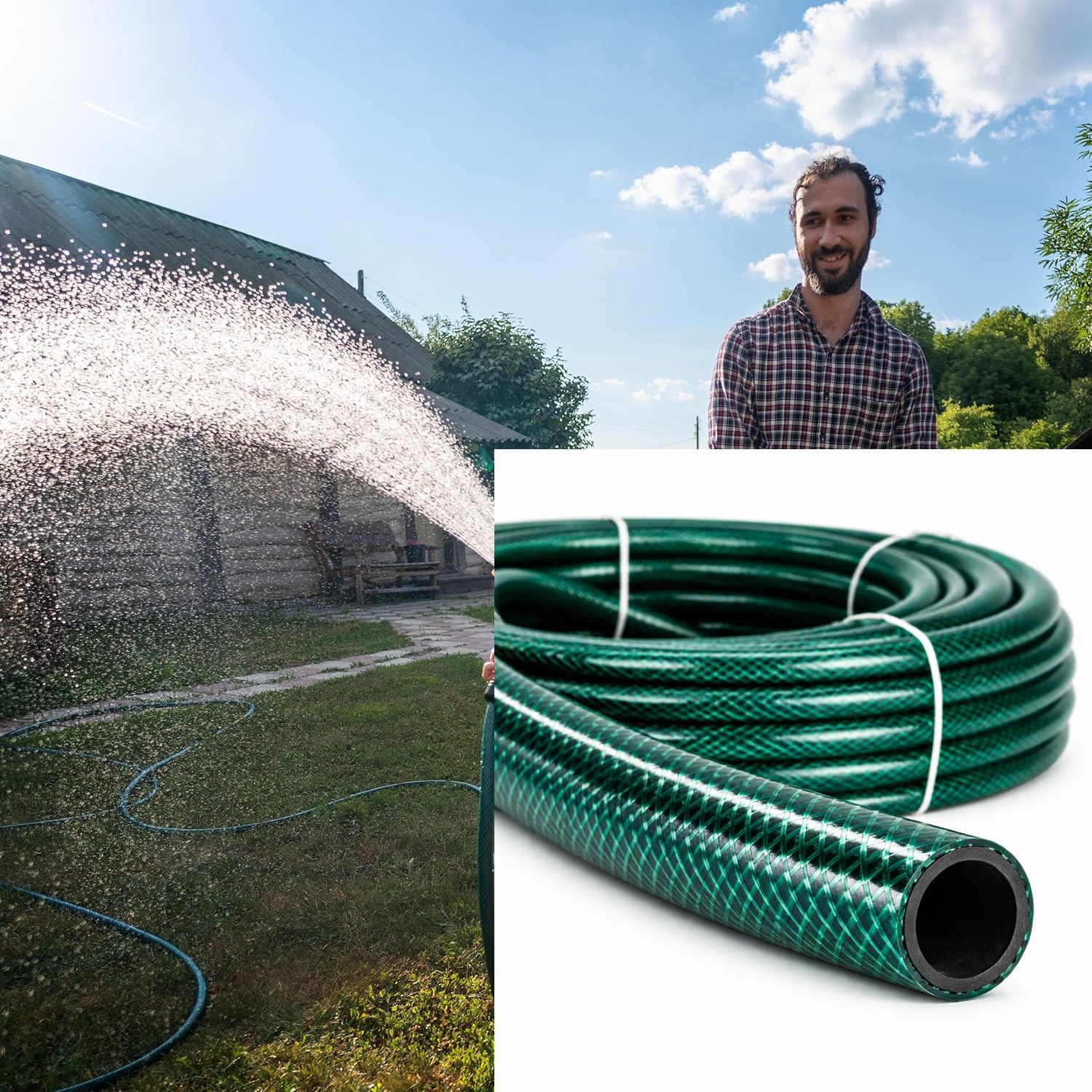(30 Metre) Dayanıklı 3 Katlı Sağlam Klasik Bahçe Çeşme Hortumu Su Sulama Yıkama Hortum 12.5 mm 1/2"