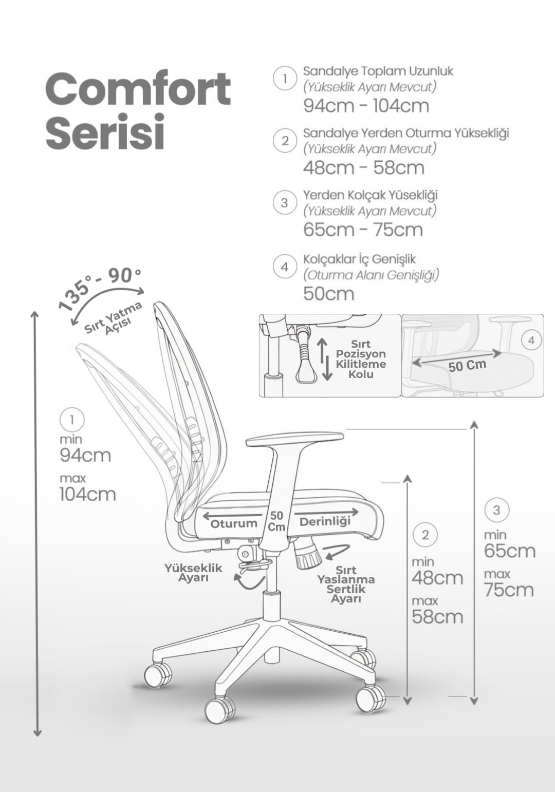 Zeon Büro Ofis Sistemleri // Comfort Black Personal Ofis Çalışma Koltuğu