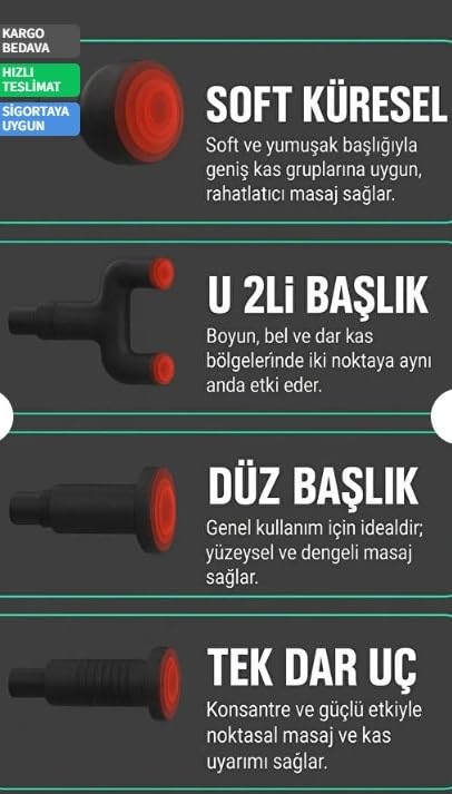 Barum Şarjlı Masaj Tabancası, Hızlı Motor, Güçlü Pil, Masaj Aleti