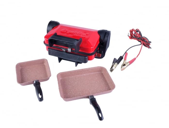 Şahika Termo Oto Yemek Pişirme Makinası, 24 Volt Araç Tost Makinesi, Kırmızı Siyah