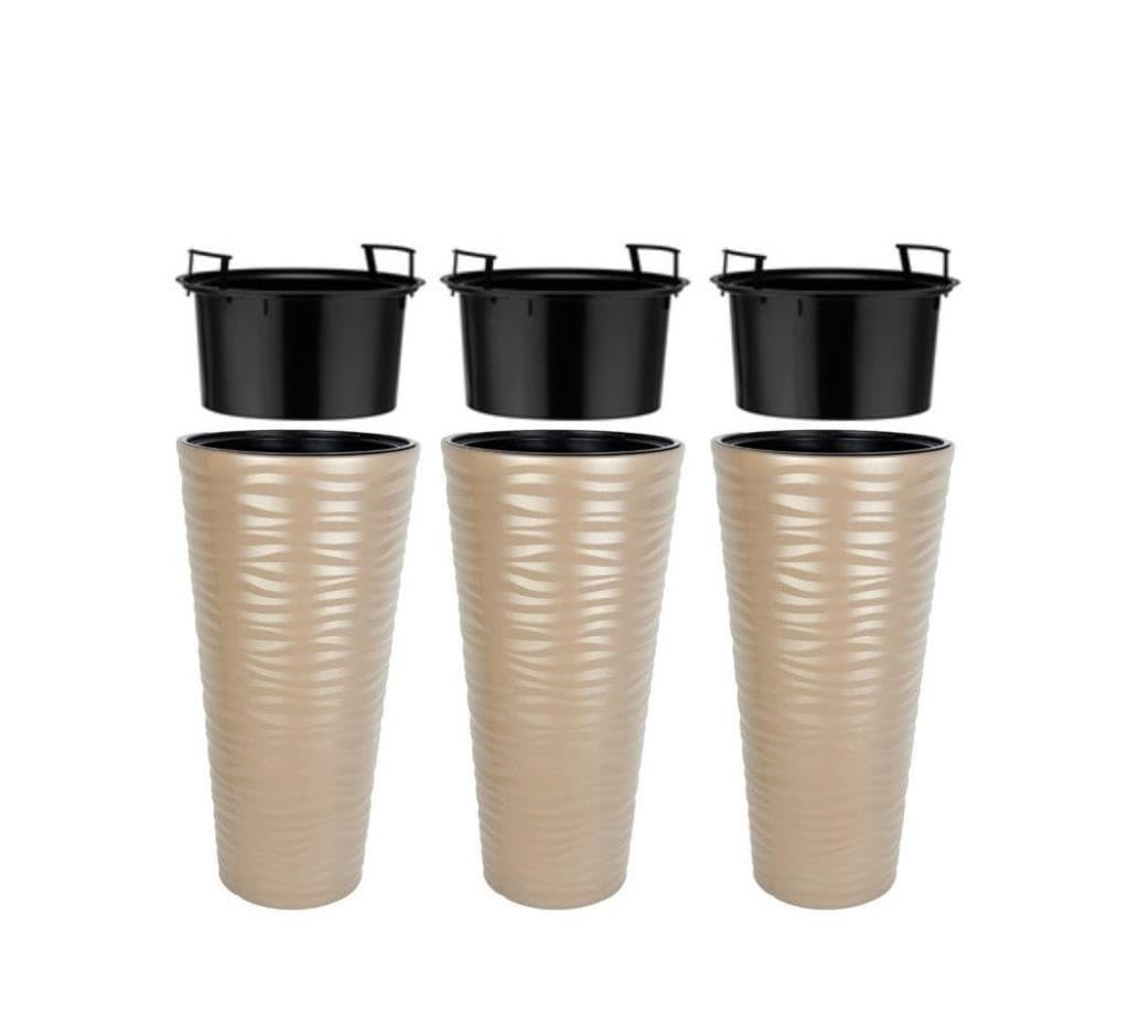 Omnipazar SO-KVT2 Kumsal Vazo Saksı Takımı 85 Litre Mocha 3 Adet