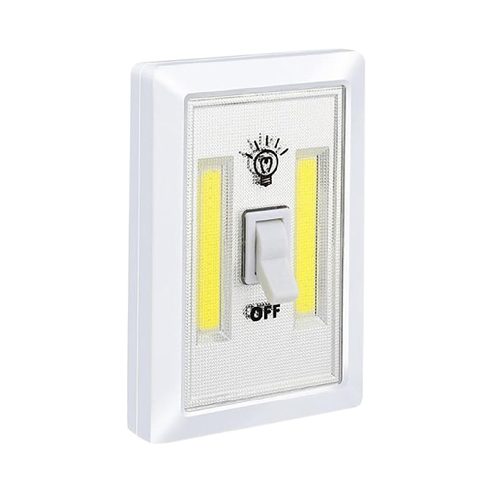 GüncelÇarşı Pille Çalışan Duvar Anahtarı Tipi COB LED Lamba, Kablosuz Dolap İçi Aydınlatma, Mıknatıslı, Yapışkanlı Gece Lambası, Kitap Lambası (1 ADET)