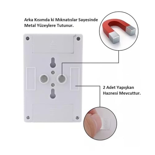 GüncelÇarşı Pille Çalışan Duvar Anahtarı Tipi COB LED Lamba, Kablosuz Dolap İçi Aydınlatma, Mıknatıslı, Yapışkanlı Gece Lambası, Kitap Lambası (1 ADET)