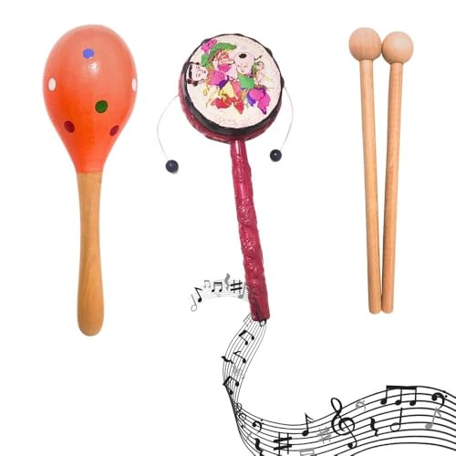 Çocuk Müzik Aletleri Seti, 12 Parça Ahşap Ritim Enstrümanları, Anaokulu Okul Öncesi Eğitici Oyuncak, 3-10 Yaş, Ksilofon Tambur Marakas Üçgen Zil