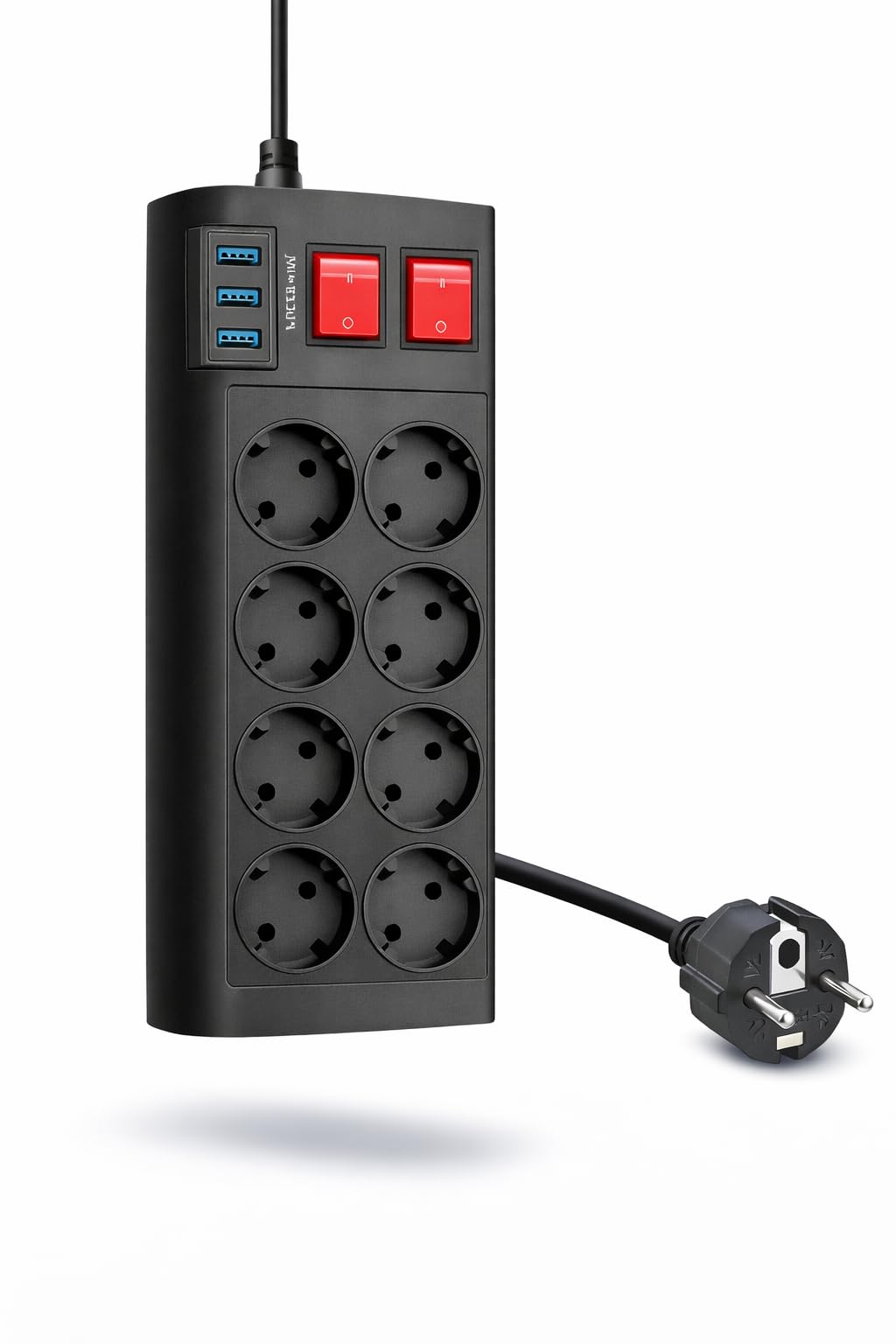 8’li Çoklu Priz + USB & USB-C + 2 Metre Güç Kablosu | Güç Dağıtıcı Elektrik Uzatma Kablosu – Ev/Ofis/Masaüstü
